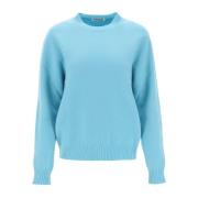 Wollen Crew Neck Sweater met losse pasvorm Jil Sander , Blue , Dames