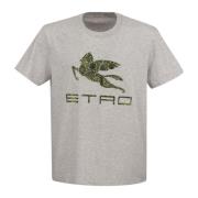 T-shirt met logo en Pegasus bloemenprint Etro , Gray , Heren