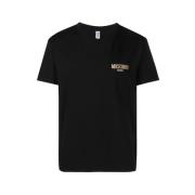 Zwart Logo Gouden T-Shirt Moschino , Black , Heren