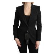 Elegante Zwarte Brokaat Blazer Jas Dolce & Gabbana , Black , Dames