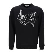 Warped Logo Sweatshirt Alexander McQueen , Black , Heren