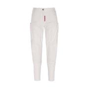 Nuvolari Donna Witte Tapered Zip Cargo Broek Borgo , White , Dames