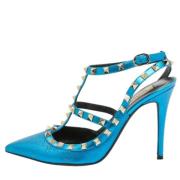 Pre-owned Leather heels Valentino Vintage , Blue , Dames