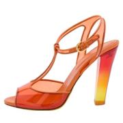 Pre-owned Leather sandals Sergio Rossi Pre-owned , Orange , Dames