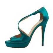 Pre-owned Satin sandals Yves Saint Laurent Vintage , Green , Dames