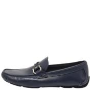 Pre-owned Leather flats Salvatore Ferragamo Pre-owned , Blue , Dames