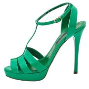 Pre-owned Leather sandals Ralph Lauren Pre-owned , Green , Dames