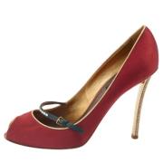 Pre-owned Satin heels Louis Vuitton Vintage , Red , Dames