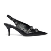 Zwarte Leren Pumps met Puntige Neus Balenciaga , Black , Dames