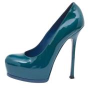 Pre-owned Leather heels Yves Saint Laurent Vintage , Blue , Dames