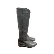 Pre-owned Leather boots Chanel Vintage , Gray , Dames