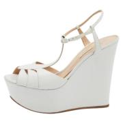 Pre-owned Leather sandals Casadei Pre-owned , White , Dames