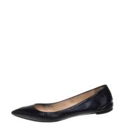 Pre-owned Leather flats Christian Louboutin Pre-owned , Black , Dames