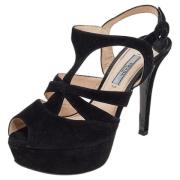 Pre-owned Suede sandals Prada Vintage , Black , Dames