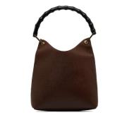 Pre-owned Leather handbags Gucci Vintage , Brown , Dames