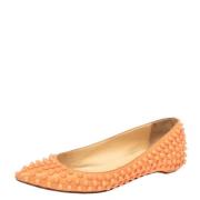 Pre-owned Leather flats Christian Louboutin Pre-owned , Orange , Dames