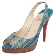 Pre-owned Leather heels Christian Louboutin Pre-owned , Blue , Dames