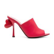 Rode Slip-On Sandalen met Hartdetail Moschino , Red , Dames