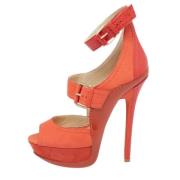 Pre-owned Leather sandals Jimmy Choo Pre-owned , Orange , Dames