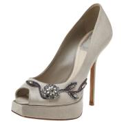 Pre-owned Satin heels Dior Vintage , Gray , Dames