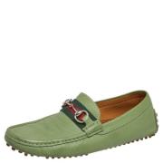 Pre-owned Leather flats Gucci Vintage , Green , Dames