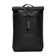 Zwarte Rolltop Rugzak W3 01 Zwarte Tas Rains , Black , Heren