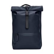 Navy Rolltop Rugzak W3 47 Navy Tas Rains , Blue , Unisex