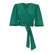 Geplooide wikkelblouse met ceintuur Kocca , Green , Dames