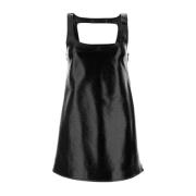 Zwarte vinyl mini jurk Courrèges , Black , Dames