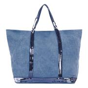 Blauwe Pailletten Linnen Shopper Vanessa Bruno , Blue , Dames