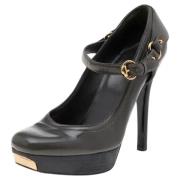 Pre-owned Leather heels Gucci Vintage , Gray , Dames