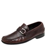 Pre-owned Leather flats Salvatore Ferragamo Pre-owned , Brown , Dames