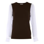 Dubbel-effect Trui met Overhemd-stijl Mouwen Kocca , Brown , Dames