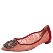 Pre-owned Lace flats Manolo Blahnik Pre-owned , Red , Dames
