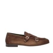 Bruine Suède Loafer met Dubbele Gesp Doucal's , Brown , Heren