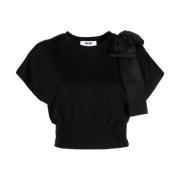 Zwarte Oversize Strik T-shirt Msgm , Black , Dames