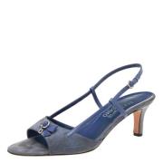 Pre-owned Leather sandals Salvatore Ferragamo Pre-owned , Blue , Dames