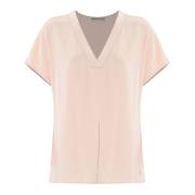 Minimalistische Viscose V-Hals Blouse Kocca , Pink , Dames