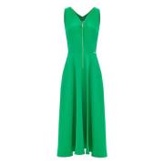 Lange jurk met volle rok en metalen rits Kocca , Green , Dames