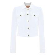 Witte Denim Jas met Lange Mouwen Kocca , White , Dames