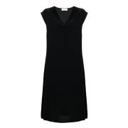 Uitlopende Midi Jurk met Brede Bandjes Kocca , Black , Dames