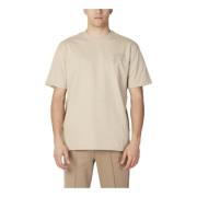 Beige Effen Korte Mouw T-shirt Fila , Beige , Heren