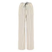 Gestreepte Viscose Wide-Leg Broek Kocca , Beige , Dames