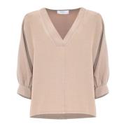 Elegante Blouse met Pofmouwen Kocca , Beige , Dames