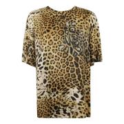 Leopard Print Show T-Shirt Roberto Cavalli , Beige , Dames