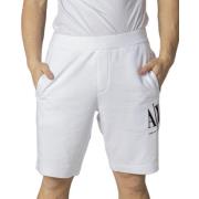 Witte Bedrukte Katoenen Shorts Armani Exchange , White , Heren