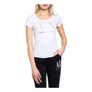 Witte Print T-shirt voor Vrouwen Armani Exchange , White , Dames