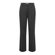 Grijze Pinstripe Broek met Rits en Knoopsluiting Only , Gray , Dames