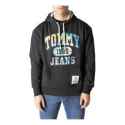 Zwarte Print Hoodie Tommy Jeans , Black , Heren