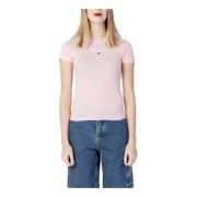 Roze Print T-shirt voor Dames Tommy Jeans , Pink , Dames